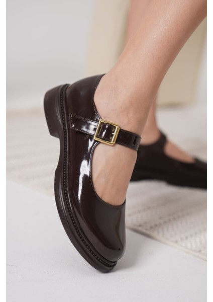 Briana Acı Kahve Rugan Mary Jane Ayakkabı