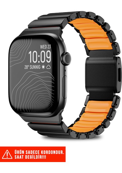 Apple Watch 4/5/6/7/8/9/10/se 44MM/45MM ve Seri 10/11 46MM Uyumlu Titanyum Silikon Kordon