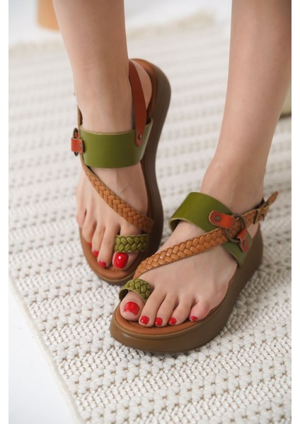 Likya Çok Renkli Hakiki Deri Sandalet modelleri