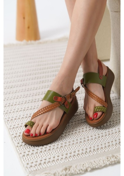 Likya Çok Renkli Hakiki Deri Sandalet