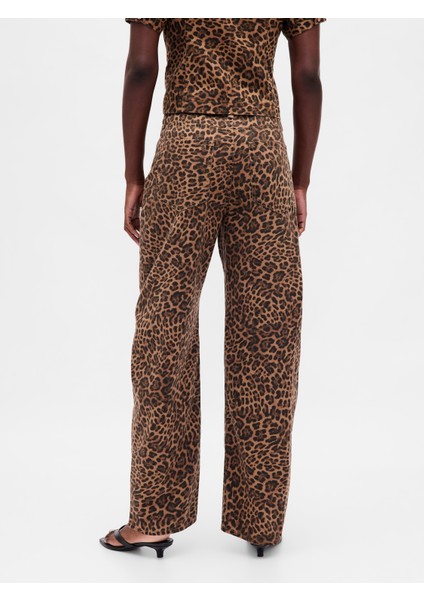 Kadın Kahverengi High Rise Barrel Jean Pantolon modelleri