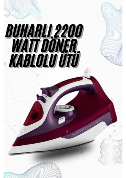 Buharlı Kablolu Ütü 2200 Watt Kireçlenme Önleyici Şok Buharlı