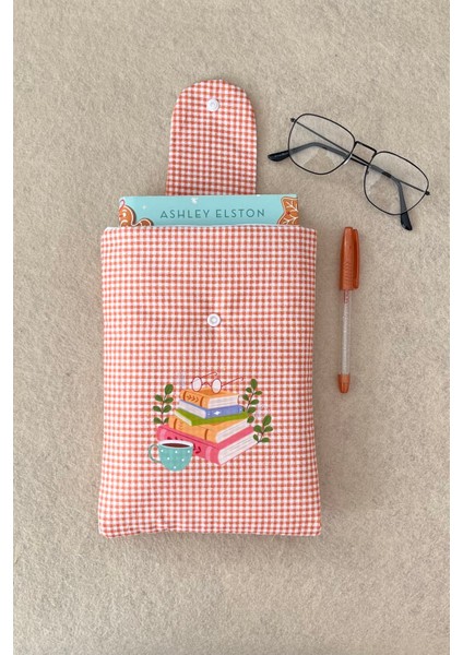 Baskılı Turuncu Pötikare Kitap Kılıfı Kitap Sever Hediyesi fiyatları