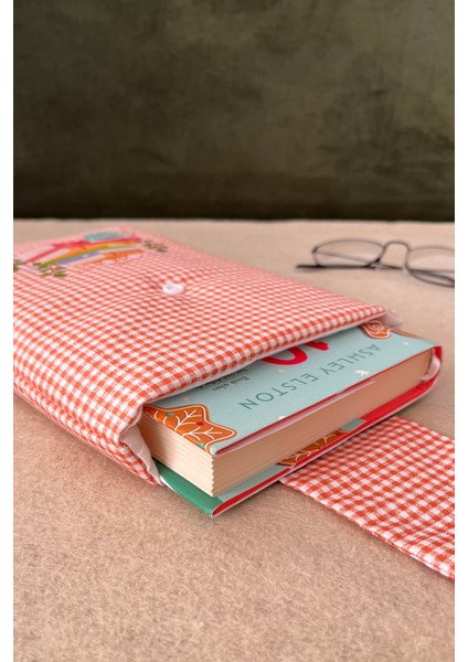 Baskılı Turuncu Pötikare Kitap Kılıfı Kitap Sever Hediyesi fırsatları