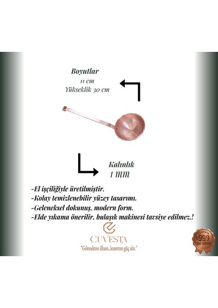 Şef Tipi Modern El Yapımı Bakır Çorba Kepçesi indirimleri