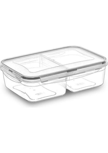 2 Bölmeli Sızdırmaz Contalı Kilitli Kapaklı 1 Litre Erzak Saklama Kabı -LC505