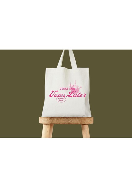Bekarlığa Veda Çantası: Vegas Now Vows Design - Özel Pamuklu Kanvas