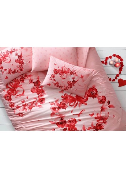 Taç Glow Parlayan Çift Kişilik Nevresim Takımı Roses Pembe modelleri