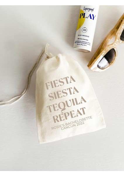 Bekarlığa Veda Müslin Hediye Çantası, Fiesta Siesta Tekila (Özel Metin)
