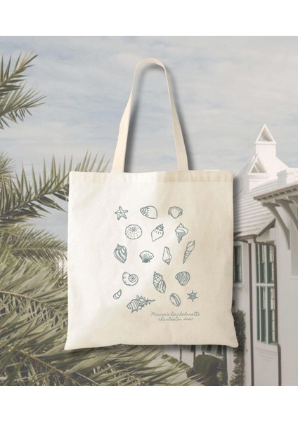 Shell Doodle Tote Çanta: Sahil Bekarlığa Veda Partisi Hediyesi