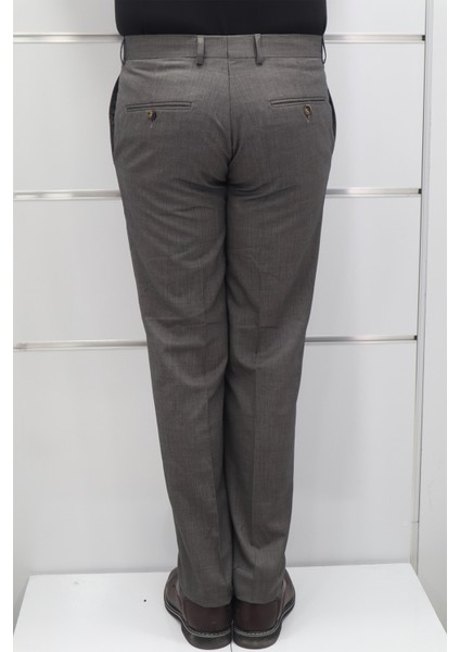 Fistan Store Erkek Kahverengi Düz Yüksek Bel Klasik Kesim Rahat Kalıp Yandan Cepli Boru Paça Büyük Beden Kumaş Pantolon fırsatları