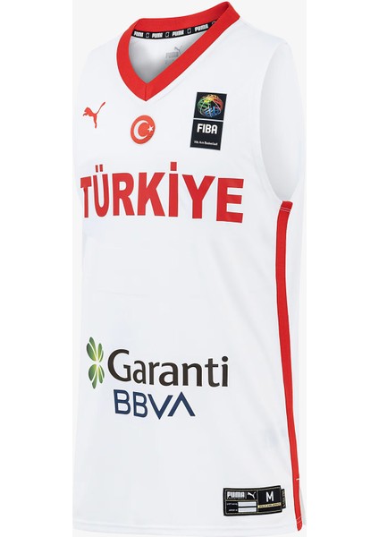 Turkey V-Neck Game Jersey Erkek Beyaz Basketbol Forması.01