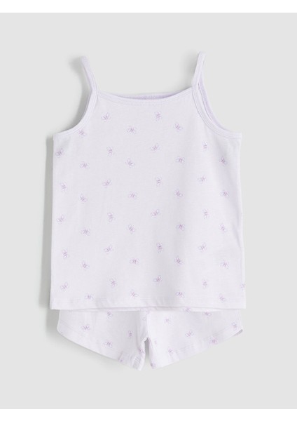 Yeni Sezon Kelebek Baskılı Kız Bebek Atlet ve Şort 2'li