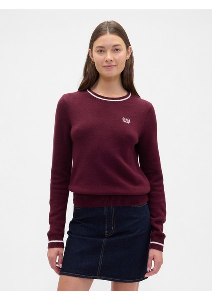 Kadın Bordo Cashsoft Gap Logo Varsity Kazak