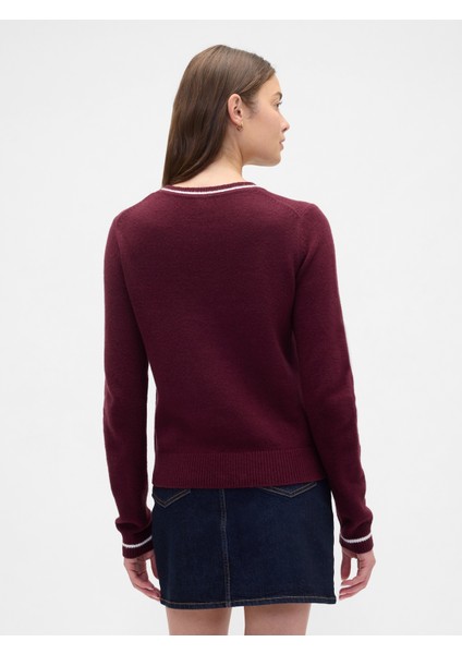 Kadın Bordo Cashsoft Gap Logo Varsity Kazak fırsatları