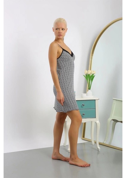 - Kadın Penye Desenli Ip Askılı Gecelik modelleri