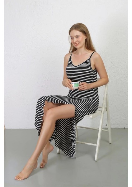 - Ip Askılı Uzun Yırtmaçlı Penye Gecelik modelleri