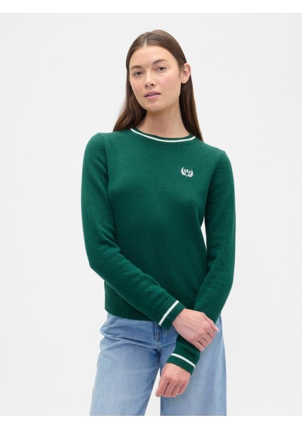 Kadın Koyu Yeşil Cashsoft Gap Logo Varsity Kazak