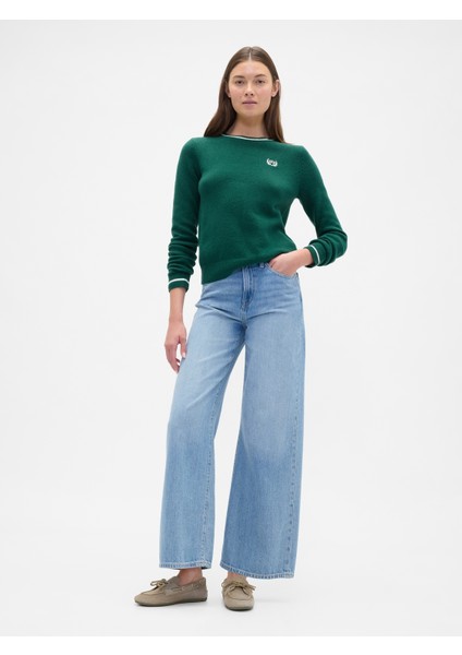 Kadın Koyu Yeşil Cashsoft Gap Logo Varsity Kazak indirimleri