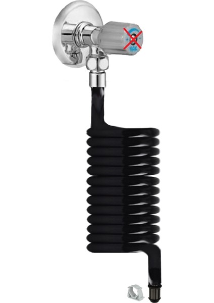 Spiral Taharet Musluğuna Uyumlu 3/8 Rekor Bağlantılı Taharet Hortumu ve Banyo Wc Yıkama 2.5 Metre Setler modelleri