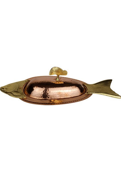 Modern El Yapımı Bakır Balık Servis Tabağı 50CM