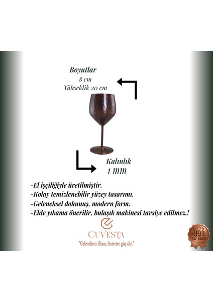 Zarif El Yapımı Bakır Oksit Kokteyl Bardak 20X8CM indirimleri
