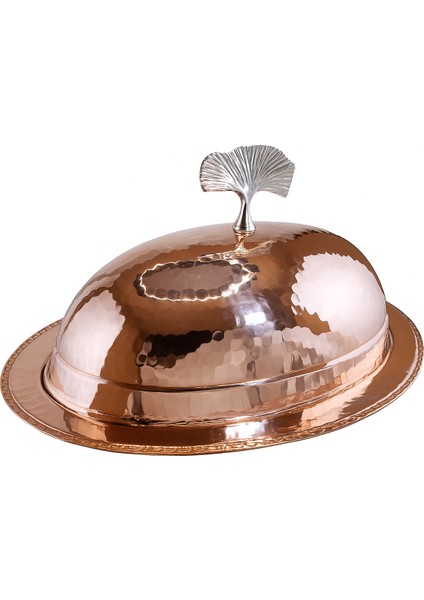 El Yapımı Zarif Bakır Kırmızı Sunumluk 35CM