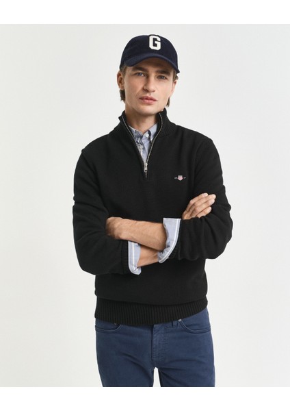 Erkek Regular Fit Yarım Fermuar Triko