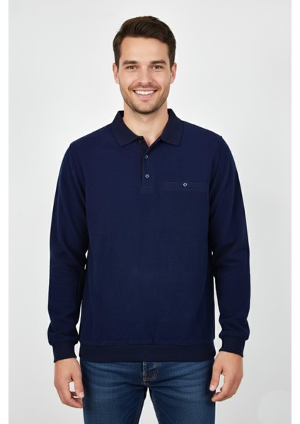 Erkek Polo Yaka Cepli Selanik Sweatshirt Regular Kalıp BGL-ST04923