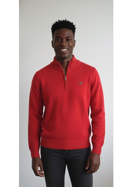 Erkek Regular Fit Yarım Fermuar Triko