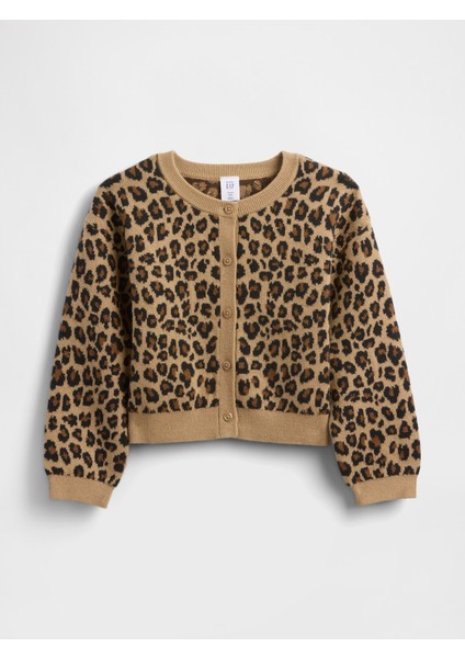 Kız Bebek Kahverengi Leopar Desenli Hırka modelleri