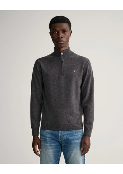 Erkek Regular Fit Yarım Fermuar Triko