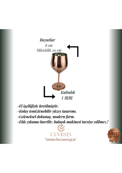 Şık,modern El Yapımı Bakır Kırmızı Kokteyl Bardak 20X8CM indirimleri