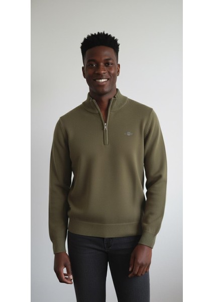 Erkek Regular Fit Yarım Fermuar Triko