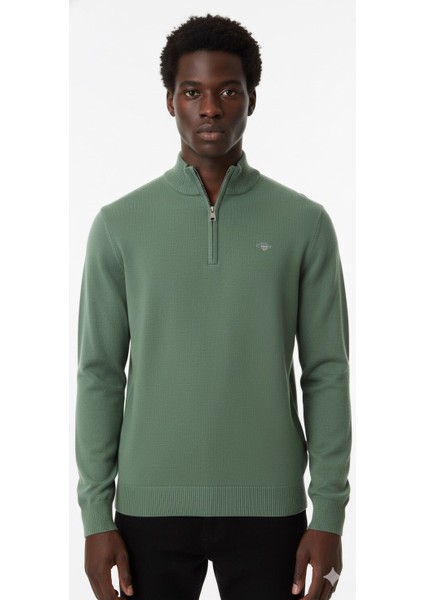 Erkek Regular Fit Yarım Fermuar Triko