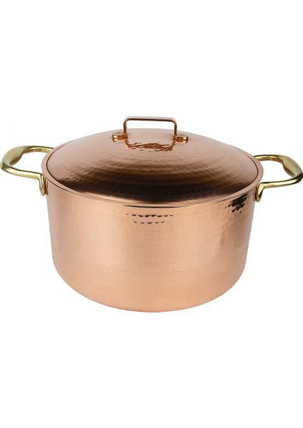 Şef Tipi Bakır Derin Dövme Desenli Tencere 23×13CM