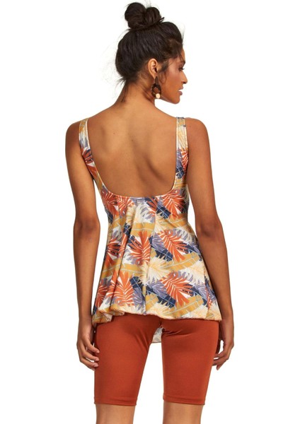 Argento 0551-9165 Yaprak Desenli Yarı Kapalı Taytlı Tankini fiyatları