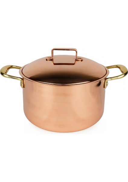 El Yapımı Şef Tipi Bakır Modern Tencere 20×10CM