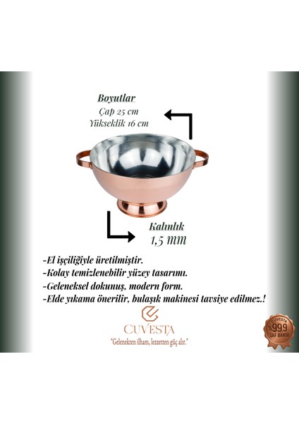 El Yapımı Modern Bakır Meyve ve Salata Kasesi indirimleri