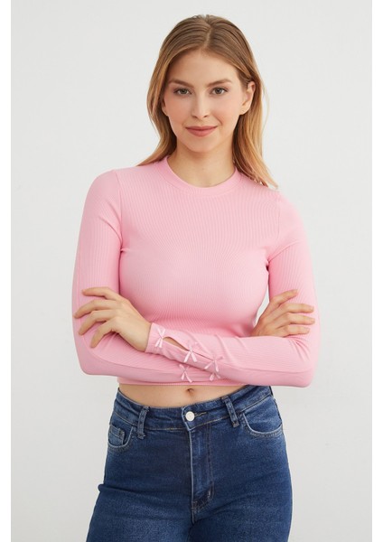 Fitilli Kolları Fiyonk Detaylı Bluz