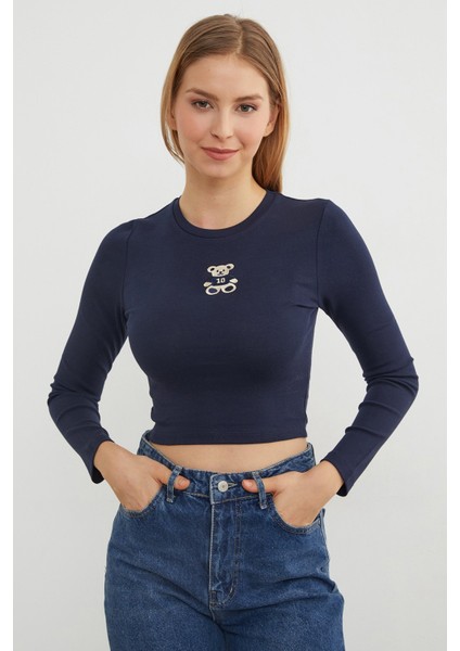 Ayıcık Nakışlı Crop Body