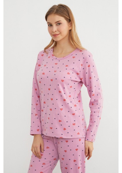 Büyük Beden Kalp ve Yıldız Desenli Pijama Takımı indirimleri