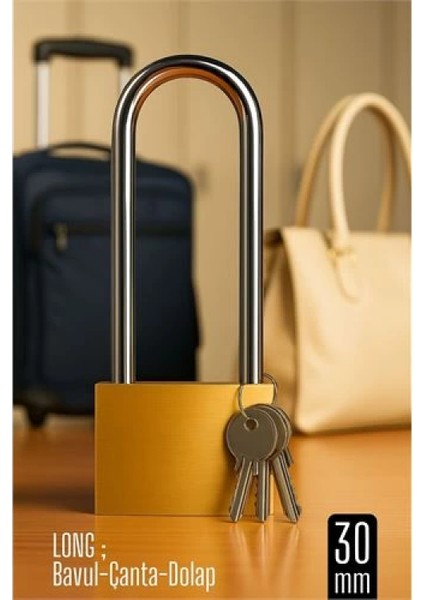 Long 30 mm Uzun Kelepçeli Bavul ve Çanta Asma Kilidi – 3 Anahtarlı, Dolap ve Seyahat İçin Güvenli fiyatları