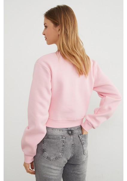 3 Iplik Ayıcık Nakışlı Crop Sweatshirt indirimleri