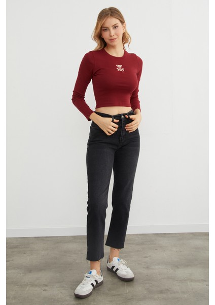 Ayıcık Nakışlı Crop Body indirimleri