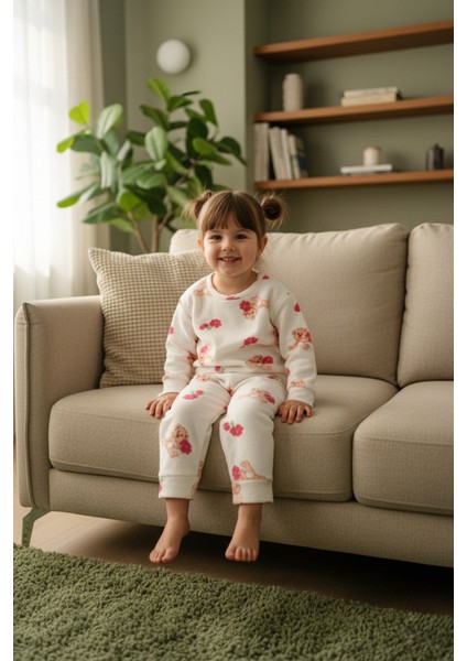 Ayıcık Desenli Bisiklet Yaka Polar Kız Çocuk Pijama Takımı fiyatları