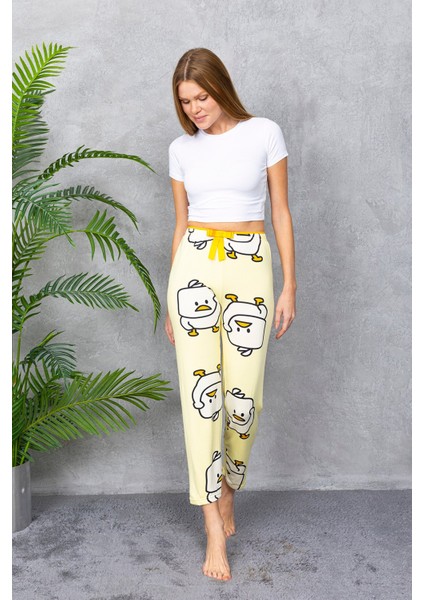 Kadın Beli Lastikli Civciv Desenli Pijama Alt Sarı - 4544 fiyatları