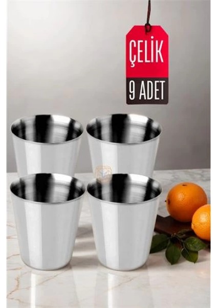 9 Lu Paslanmaz Çelik Bardak – Kamp, Piknik ve Mutfak Için Dayanıklı Metal Bardak