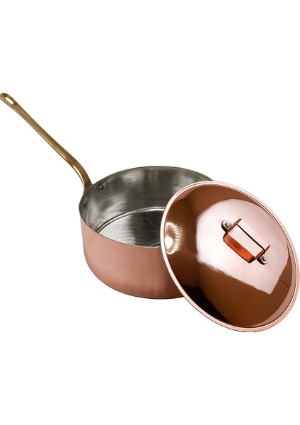 El Yapımı Bakır Kapaklı Sote ve Sos Tavası 25×9cm