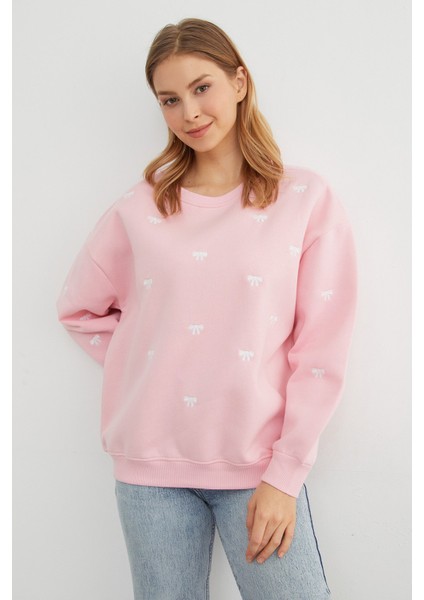 3 Iplik Fiyonk Nakışlı Oversize Sweatshirt fiyatları